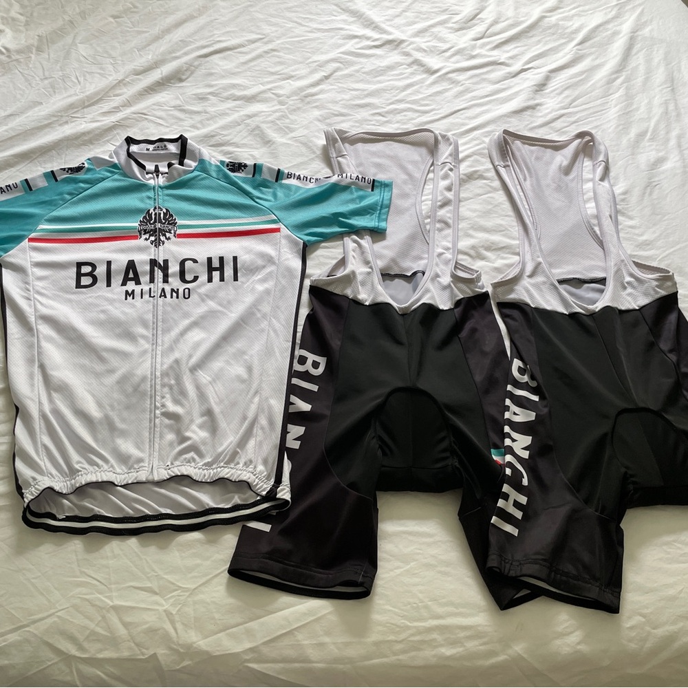 Copy Bianchi Milano Cycling Jersey and Bib Shorts Set Men’s M